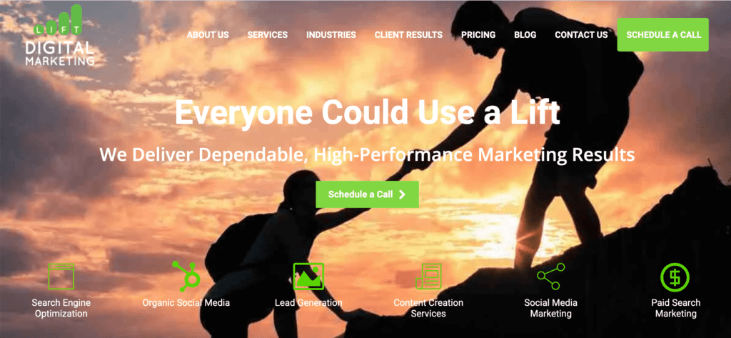 Lift Digital Marketing Homepage